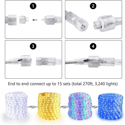 Brizled Blue Rope Lights, 18ft 216 LED Rope Lights Waterproof, 120V ETL Listed Plugin Blue Light Connectable with Clear PVC Tube, Indoor/Outdoor Christmas Lighting for Backyard Garden Patio Christmas