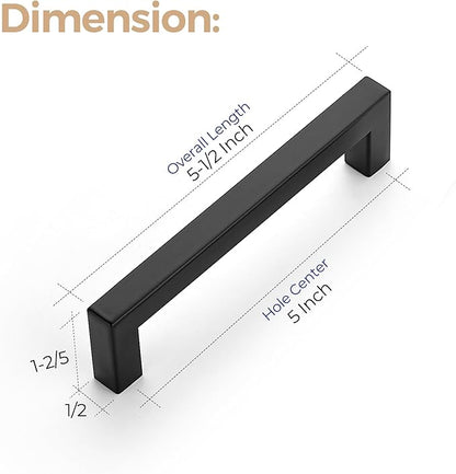 Ravinte 32 Pack 5 Inch Kitchen Square Cabinet Handles Matte Black Pulls Black Drawer Pulls Kitchen Cabinet Hardware Handles