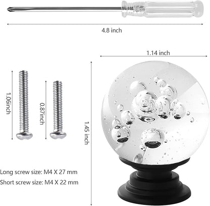12 Pcs 30mm Round Shape Bubble Crystal Glass Cabinet Knobs with Screws Drawer Knob Pull Handle Used for Kitchen, Dresser, Door, Cupboard (Black Base Clear)