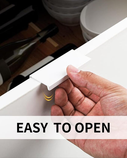 5 Pack 3 inch self Adhesive Cabinet pulls Adhesive Cabinet Handles Finger pulls Drawer pulls Warm White Stick on Handles Finger pulls for cabinets Concealed Edge Seam Flat Pull