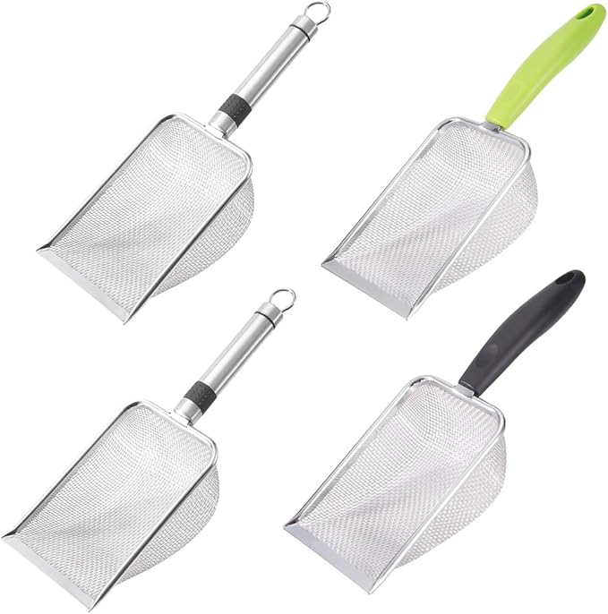 4PCS Reptile Scooper,Litter Cleaner Corner Scoop, Reptile Sand Fine Mesh,Cat Little Scoop, Bearded Dragon Sand Shovel,Pet Poo Shovel Scooper (4PCS Shovels)-Mewly Pet