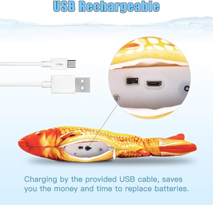 TOOGE 2 Pack 9" Floppy Fish Cat Toys with SilverVine and Catnip for Indoor Cats for Small Dogs Interactive Automatic Flopping Fish Cat Kicker Toys for Cats Puppy Small Dog-Mewly Pet