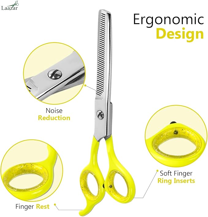 Laazar Dog thinning shears for dogs - Sharp Stainless Steel Blades with Colorful Handles, Safe and Easy-to-Use With Beautiful results, Long Lasting dog grooming thinning shears-Mewly Pet