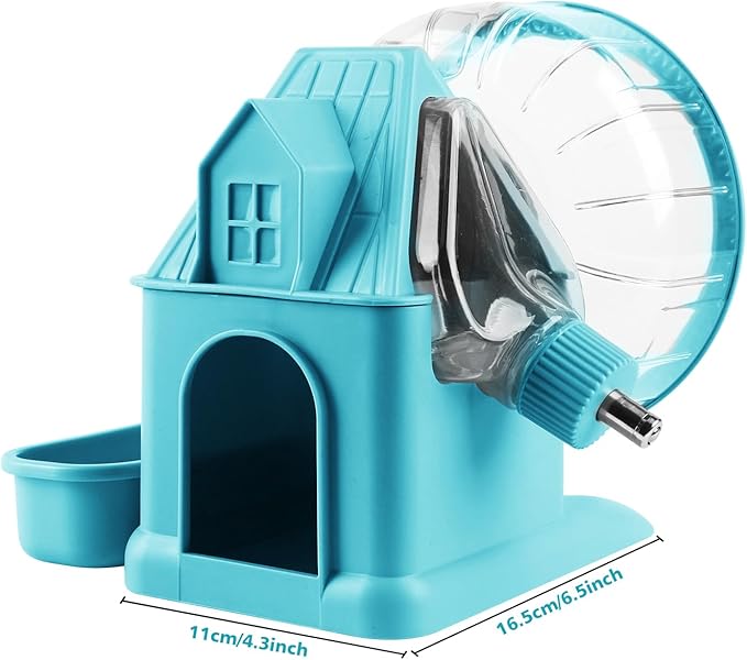 4 in 1 Silent Large Hamster Wheel Multifunctional Hamster Running Wheel Quite Running Spinner Wheel Accessories with Food Bowl Water Bottle for Hamsters Dwarf Gerbil (Blue)-Mewly Pet