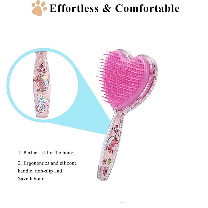 Small Dog Brush, Soft Dog Grooming Brush for Shih Tzus, Yorkies, Maltipoos, Maltese, Love Shape Puppy Massaging Pet Hair Brush, Cat Brush, for Small Dogs Cats of All Hair Types (Rose Pink)-Mewly Pet