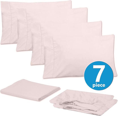 Sweet Home Collection 6 Piece 1500 Supreme Collection Brushed Microfiber Deep Pocket Sheet Set-2 Extra Pillow Cases, Great Value, Split King, Pale Pink