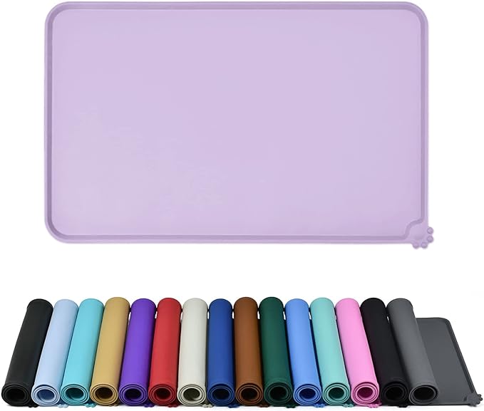 Waterproof Pet Feeding Mat with High Raised Edges, Heavier and Thicker Placemats for Cat Dog Water Bowl with BPA Free, Dogs Cats Food Mats for Messy Drinkers to Prevent Spill and Protect Floors-Mewly Pet