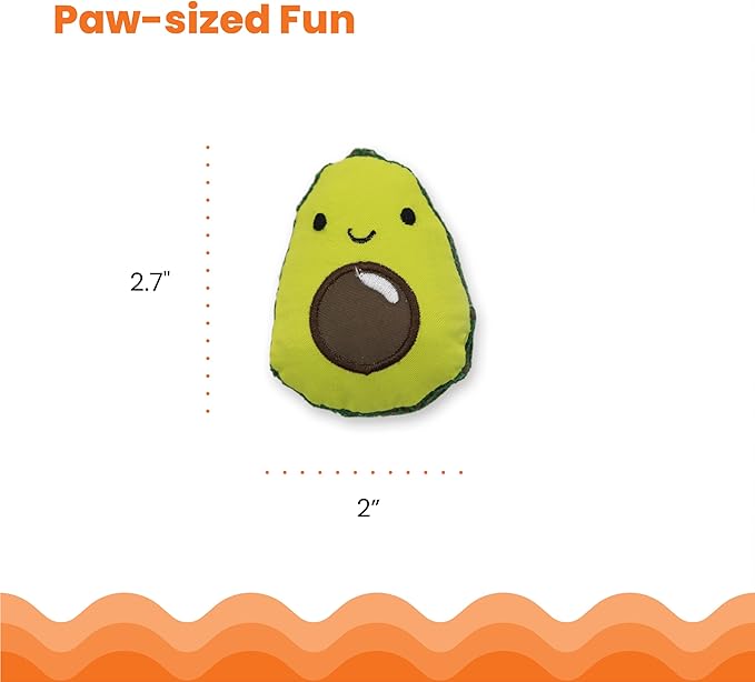 Catstages Lil' Avocato Cat Toy, Interactive Plush Avocado with Catnip, Kicker & Chew Toy for Indoor Cats, Encourages Active Play, Mental Stimulation, Dental Health, and Solo Fun, Green-Mewly Pet