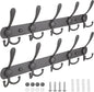TICONN Wall Mounted Coat Rack, Five Heavy Duty Tri Hooks All Metal Construction for Jacket Coat Hat in Mudroom Entryway (Space Gray, 2-Pack)
