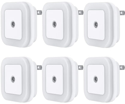 Uigos LED Night Light Lamp with Smart Sensor Dusk to Dawn Sensor, Daylight White, 0.5W Plug-in, 6-Pack