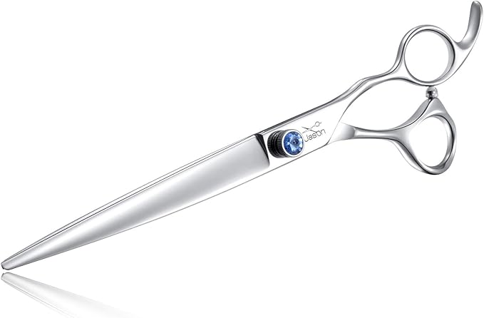 JASON 8" Straight Dog Grooming Scissors Long Pets Grooming Shears Premium Cats Trimming Kit with Offset Handle and a Jewelled Screw Sharp Comfortable-Mewly Pet