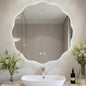 WallBeyond LED Bathroom Mirror with Lights, 28'' Wavy Round Light Up Bathroom Mirror, Anti Fog Led Mirror for Bathroom, 3 Colors and Dimmable Light