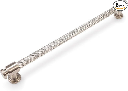6 Pack 10 inch(254mm) Brushed Satin Nickel Kitchen Cabinet Handles Knurled Cabinet Pulls Silver Drawer Pulls Kitchen Cabinet Hardware Kitchen Handles Drawer Pulls Dresser Handles