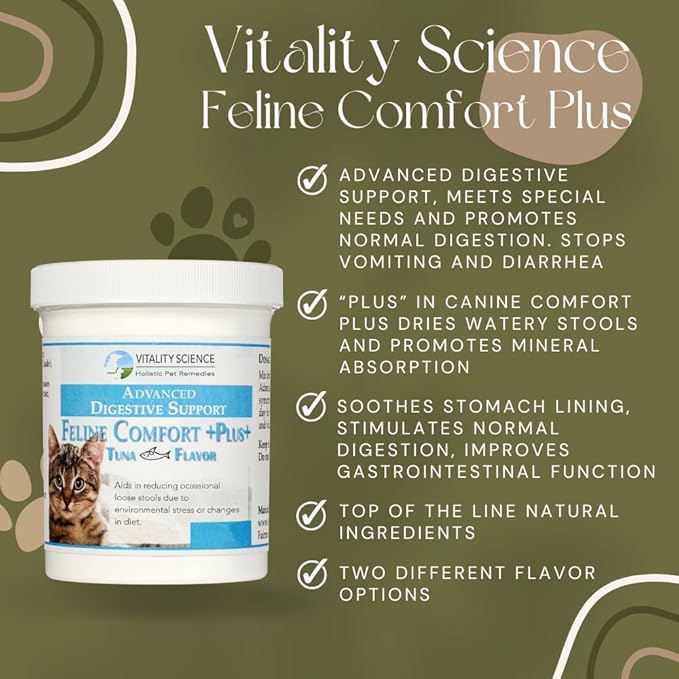 Feline Comfort Plus, Extra Drying Digestive Aid, GI Support Helps with Vomiting and Diarrhea, 100% Additive Free (Liver, Small)-Mewly Pet
