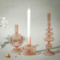 Rtteri 3 Pcs Glass Candlestick Holders Glass Candle Holders Groovy Wavy Elegant Taper Candle Stick for Wedding Home Birthday Party Christmas Halloween Decoration Windowsill Decor(Light Brown)