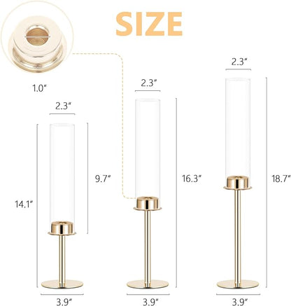 Hurricane Candle Holders Metal Candlestick Holder for Glass Taper Tall Candle Holders with Candles Stands for Home Decor, Christmas, Dinning, Wedding, Housewarming Gifts (6, Gold)
