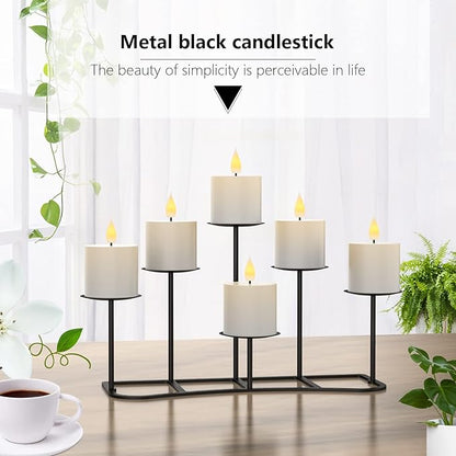 smtyle Christmas DIY 6 Fireplace Candle Candelabra Candleholder Mantle Decor for Flameless or Wax Pillar Candles Stand with Black Iron Decoration on Desk or Floor