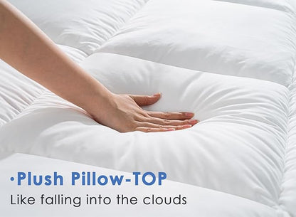 Marine Moon California King Mattress Topper, Extra Thick Bed Topper, Cooling Plush Pillow Top Mattress Toppers Soft Down Alternative Pad, Hotel Quality Pillow Topper, Cal King