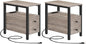 HOOBRO Set of 2 End Tables with Charging Station, Narrow Side Table with Drawers & USB Port & Power Outlets, Nightstand for Small Spaces, Living Room, Stable, Greige and Black BG541BZP201
