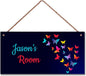 Personalized Sign Butterfly Themed Sign For Kids Room Nursery Door Decor,Custom Name Wall Art Decor Decorative Plate for Boys Bedroom Girls Room Little Man Cave