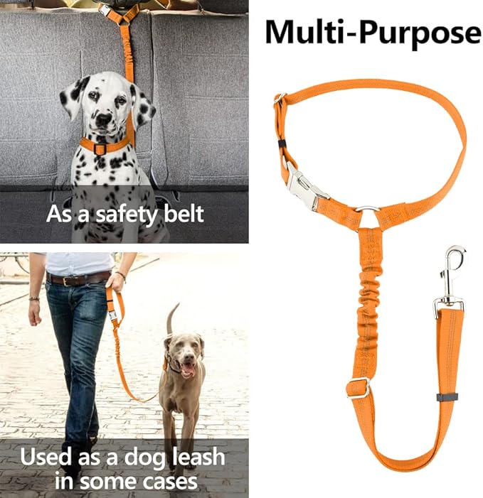 Plutus Pet Dog Seat Belt for Car Headrest, Reflective and Adjustable Restraint with Elastic Bungee for Safety, Vehicle Seatbelt Harness for Small Medium Large Dogs and Cats-Mewly Pet