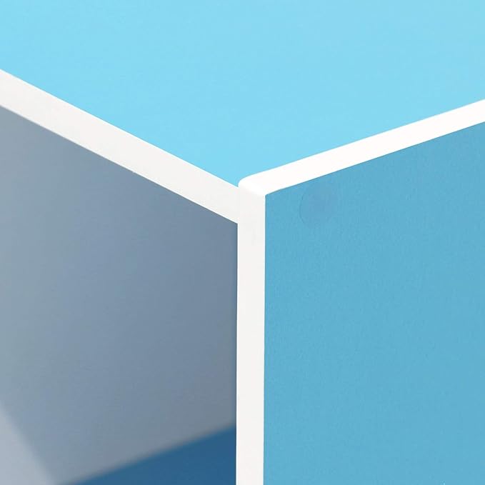 Furinno LUDER Book Shelf, 11-Cube Bookshelf, Reversible Bookcase, 9.4" x 29.1" x 41.7", for Living Room, Bedroom, Home Office, White/Light Blue
