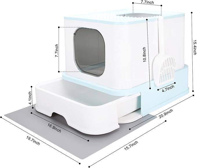 RIZZARI Cat Litter Box Top-Entry : Leak-Proof Enclosed Design Reduces Odor, for Indoor Cats & Owners (Green)-Mewly Pet