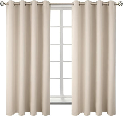 BGment Blackout Curtains - Grommet Thermal Insulated Room Darkening Bedroom and Living Room Curtains, Set of 2 Panels (46 x 63 Inch, Champagne)
