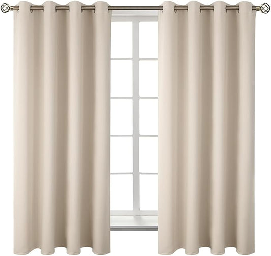 BGment Blackout Curtains - Grommet Thermal Insulated Room Darkening Bedroom and Living Room Curtains, Set of 2 Panels (52 x 72 Inch, Champagne)