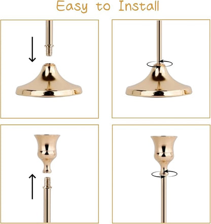 French Gold Candlestick Holders Set of 3, Metal Taper Candle Holders, Classic Decorative Candle Stick for Christmas, Wedding, Party, Dinner Tables,Home Décor