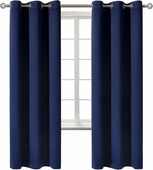 BGment Blackout Curtains for Living Room - Grommet Thermal Insulated Room Darkening Curtains for Bedroom, Set of 2 Panels (42 x 72 Inch, Navy Blue)