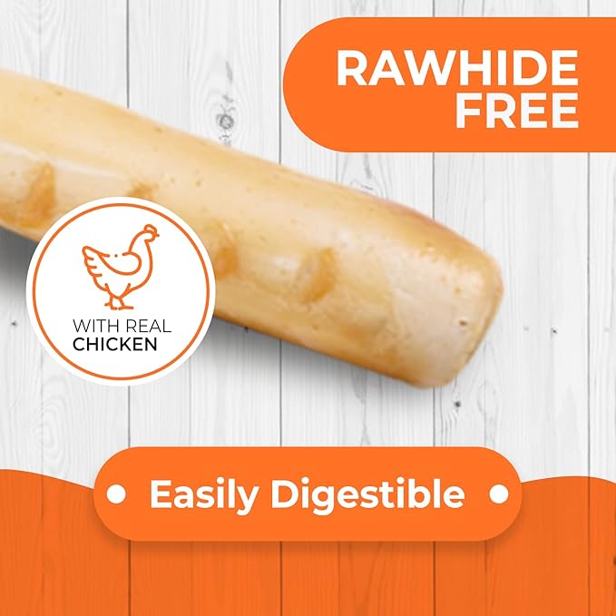 Canine Naturals Chicken Recipe Chew - Rawhide Free Dog Treats - Made from USA Raised Chicken - All-Natural and Easily Digestible - Large (2 Count) for Dogs 50-75Lb-Mewly Pet