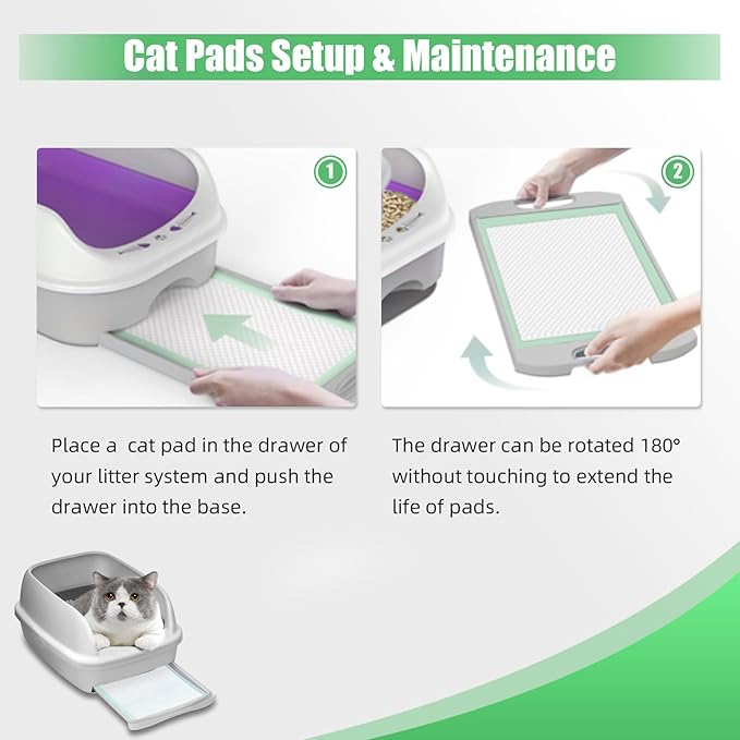 IMMCUTE Cat Pads 16.9"" X 11.4"", Lemon Scent, 30 Ct, Pee Pads for Cats, Thickened Super Absorbent Pee Pads, Odor Control, Cat Pads for Litter Box System, Cat Pad Refills, Cat Litter Pads, Green-Mewly Pet
