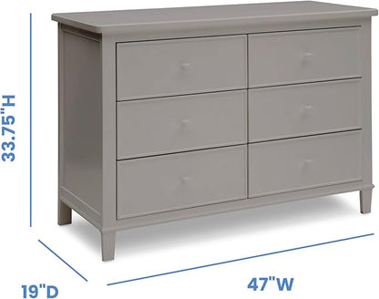 Delta Children Haven 6 Drawer Dresser with Interlocking Drawers - Greenguard Gold Certified, Grey