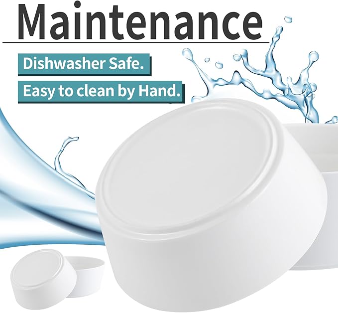 White Dog Bowl Ceramic for Medium Large Breed, Heavy Weighted Dog Food Water Dish, 8 in Non - Slip Modern Cute Extra Big Porcelain Pet Bowl Maze Wide Mouth-Mewly Pet