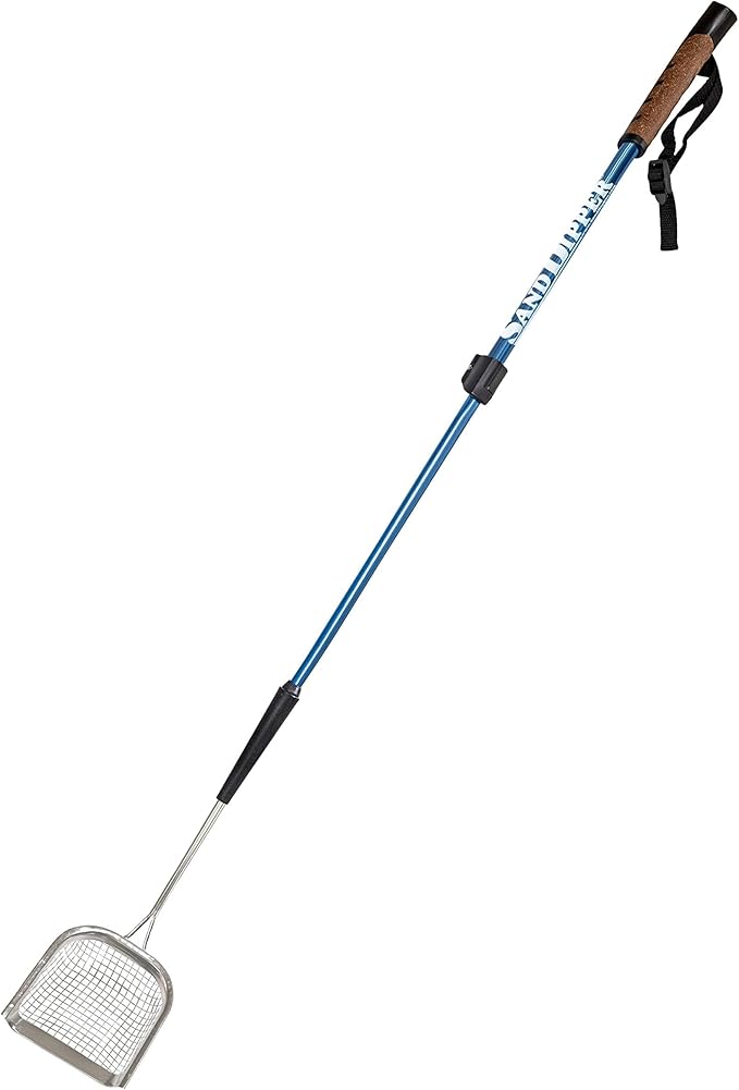 Sand Dipper Metal Cat Litter Scoop – Long Handle Cat Poop Scooper for Litter Box (41”), Heavy-Duty Stainless Steel Kitty Litter Scoop (Mid-Adjustable)-Mewly Pet