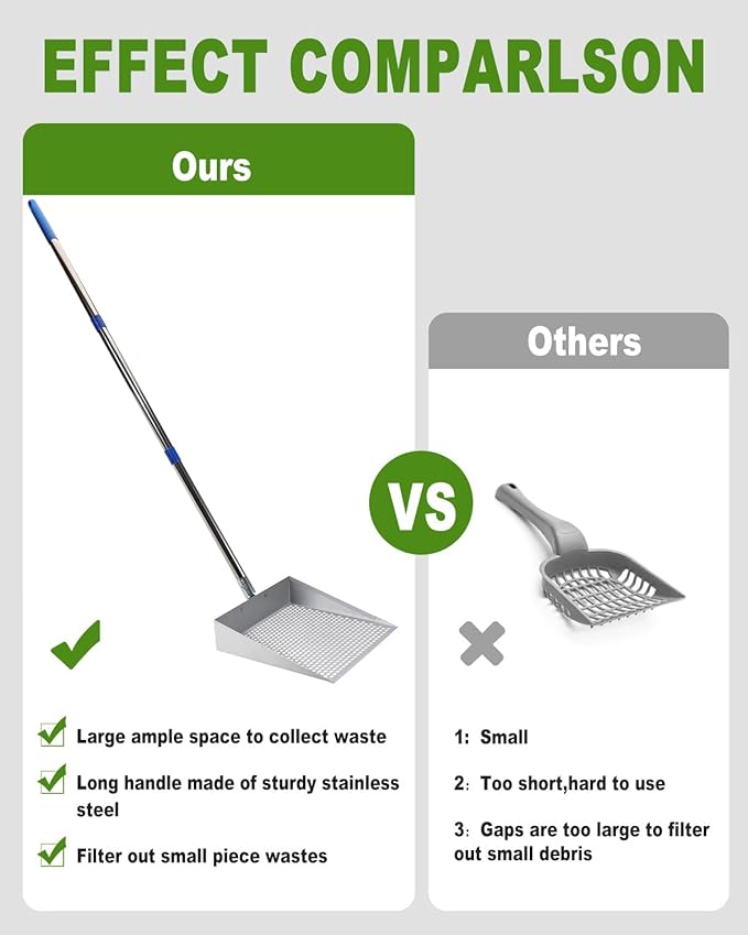 Large Chicken Poop Scooper, Chicken Coop Accessories,Metal Litter Scooper for Chicken,Chicken Coop Cleaning Tools,Heavy Duty Poop Shovel,Chicken Coop Must Haves(Silver)-Mewly Pet