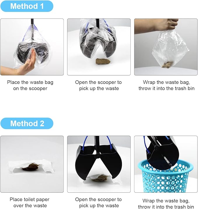 SZHLUX 28" Pooper Scooper, Foldable Dog Pooper Scooper with Unbreakable Material and Durable Spring for Grass and Gravel, Blue-Mewly Pet