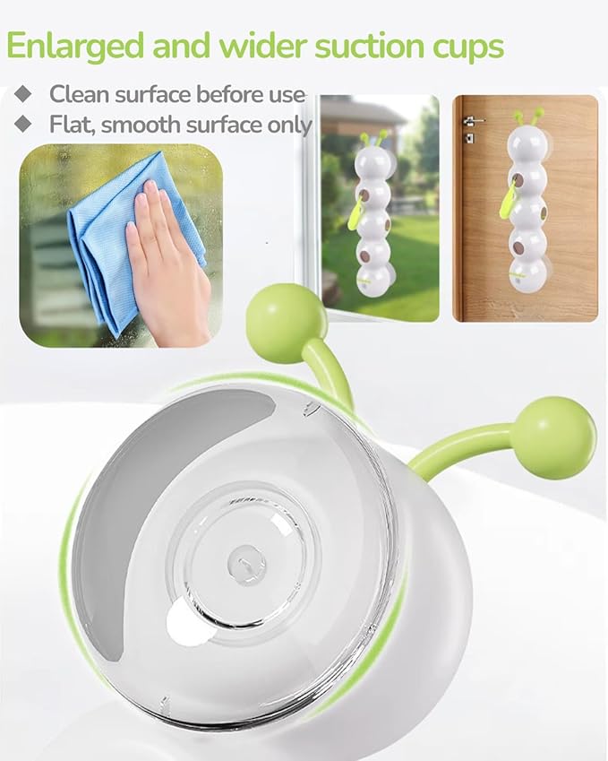 Interactive Caterpillar Cat Toy, Motion Sensor, Simulation of Biological Trajectory, ABS, USB Rechargeable, Stable Suction Cup, Cat Feather Toys for Indoor Cats, Caterpillar Smart Toy with 2 Tails-Mewly Pet