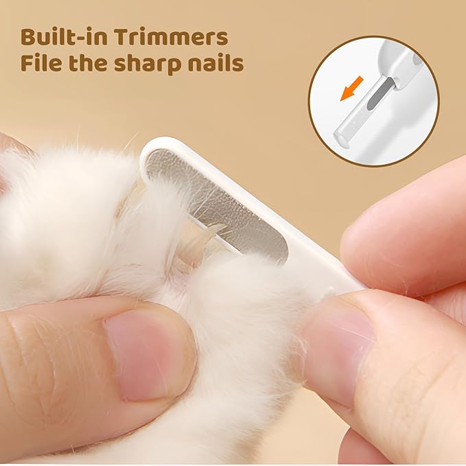 Odoland Cat Nail Clipper with LED Light and Nail File, Dog Claw Trimmer with Bright Light to Avoid Excessive Cutting - Pet Grooming Tool for Tiny Dog Cat Kitten Bunny Rabbit Blue-Mewly Pet