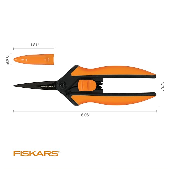 Fiskars 6" Pruning Scissors for Flowers, Buds, Weeds and Small Plants, Garden Snips with Resin Resistant Nonstick Stainless Steel Blades, Gardening Trimmers with Comfortable Handle-Mewly Pet