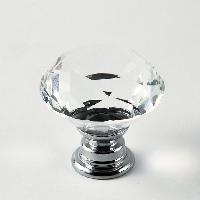 12pcs Diamond Shape Crystal Glass 30mm Drawer Knob Pull Handle Usd for Cabinet, Drawer