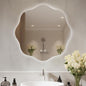 WallBeyond LED Bathroom Mirror with Lights, 20'' Wavy Round Light Up Bathroom Mirror, Anti Fog Led Mirror for Bathroom, 3 Colors and Dimmable Light