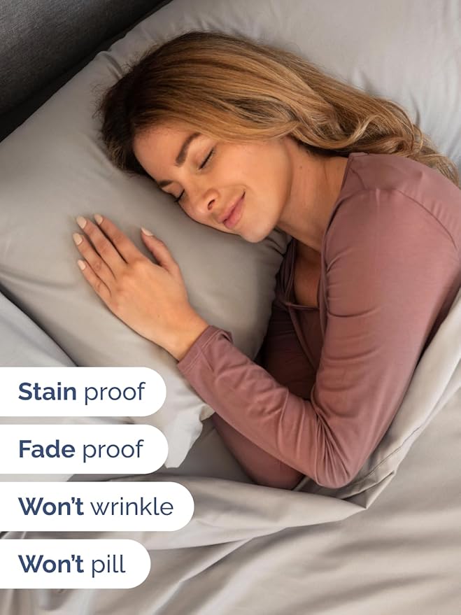 Extra Deep Twin Sheet Set - 4 Piece Breathable & Cooling Sheets - Hotel Luxury Bed Sheets Set - Easy & Secure Fit - Soft, Wrinkle Free & Comfy Sheets Set - Light Grey Sheet Set with Extra Deep Pockets