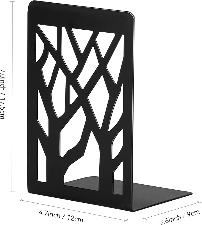 INNÔPLUS Heavy-Duty Metal Bookends – Black, 1 Pair (Anti-Slip, Anti-Rust)