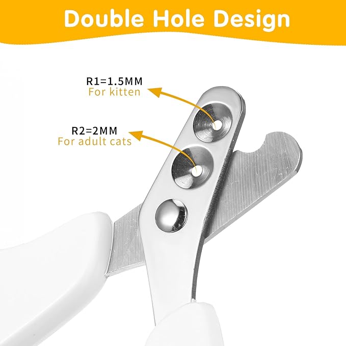 Cat Nail Clippers with Circular Cut Hole, Dogs Pets Nail Clippers & Trimmers Puppy Nail Clippers Cat Claw Trimmer with Safety Guard -Avoid Over Cutting Pet Nail Clippers for Novice Pet Families-Mewly Pet