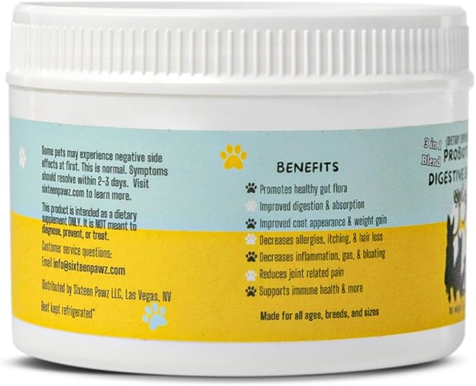 Probiotics, Prebiotics, & Digestive Enzymes for Dogs| Limited Ingredients| Digestive Support |Allergy Relief |Immune Support| Reduces Inflammation| Diarrhea & Gas Relief (150g), White-Mewly Pet