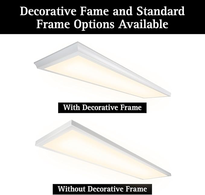 Ultralux Framed 1x4 ft LED Light Panel - CCT Switchable Surface Mount Light with Integrated Frame for Kitchen, Home & Office - TRIAC Dimmable, 5 CCT Adjustable Color Temperature (White, 1 Pack)