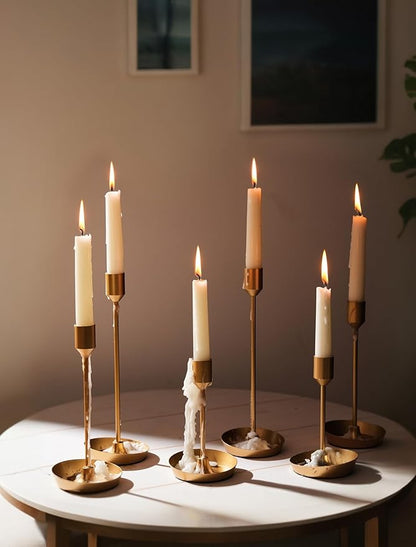 NUPTIO Taper Candle Holders for Wedding: 6 PCS Gold Matte Candles Stick Holder for Table Centerpiece - Bulk Candlestick Holders for Birthday Christmas Party Decor