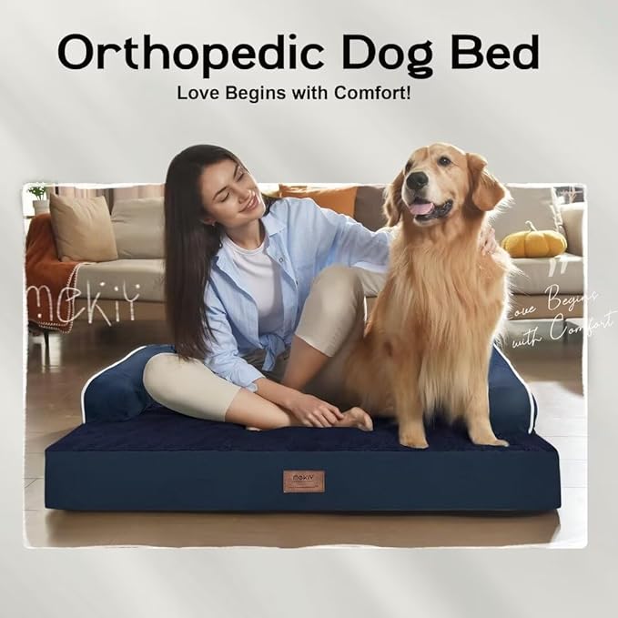 Small Dog Bed Waterproof Orthopedic Dog Beds for Medium Sized Dogs Comfy Pet Cat Bed with Sides, Washable Removable Cover-Mewly Pet